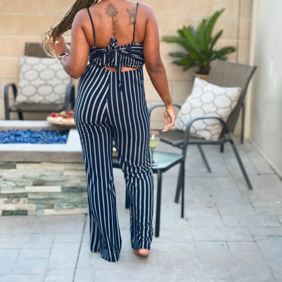 🔥🔥Navy and White Striped Jumpsuit🔥🔥 - Picture 3 of 4